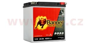 baterie 12V, YIX30L-BS, 26Ah, 400A, BANNER Bike Bull AGM PRO 168x131x197
