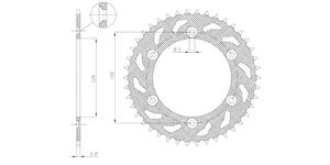 oceľová rozeta pre sekundárne reťaze typu 520, SUNSTAR (41 zubov)