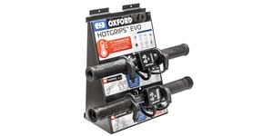 prezentační stojan / demo jednotka pro 4ks vyhřívaných gripů Hotgrips EVO, OXFORD