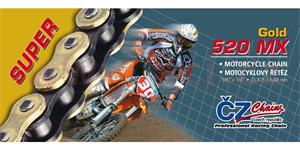 reťaz 520MX, ČZ - ČR (farba zlatá, 110 článkov vr. rozpojovacie spojky CLIP)