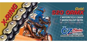 reťaz 520ORMX, ČZ - ČR (farba zlatá, 110 článkov vr. rozpojovacie spojky CLIP)