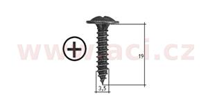 samořezný křížový vrut černý pozink Fe (sada 20 ks) (3,5 mm, 19 mm)