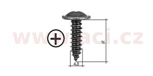 samořezný křížový vrut černý pozink Fe (sada 20 ks) (4,8 mm, 16 mm)