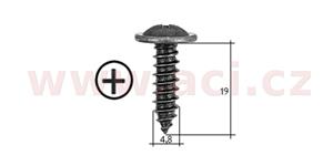samořezný křížový vrut černý pozink Fe (sada 20 ks) (4,8 mm, 19 mm)